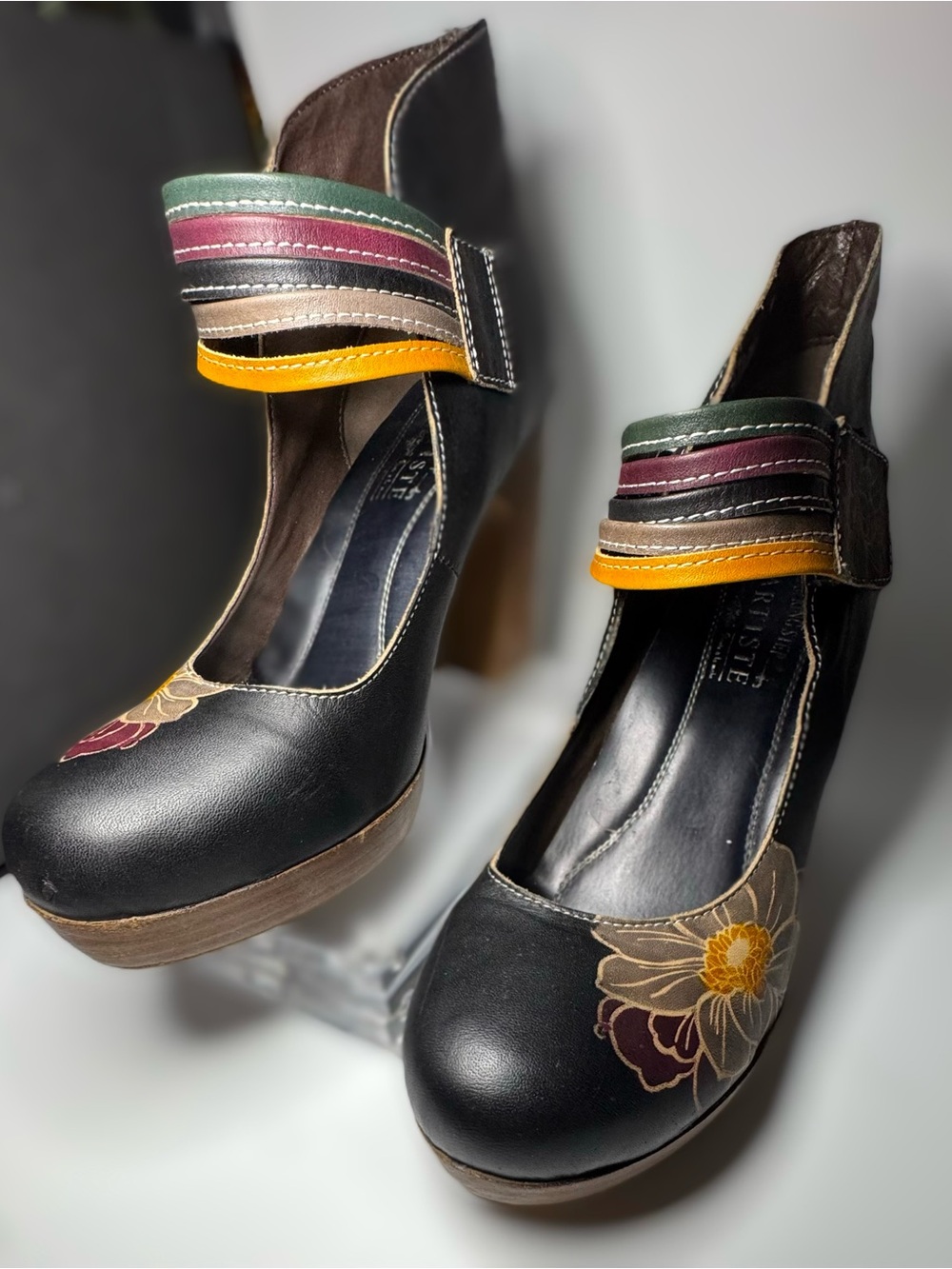 L’Artiste Toolie Floral Leather Mary Jane Heels EU 41 / US 9.5-10. - Picture 3 of 10